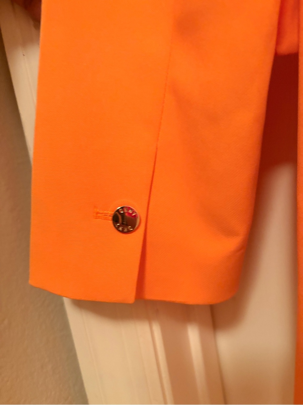 DKNY Bright Orange Double-Breasted Trench Blazer - Picture 3 of 8